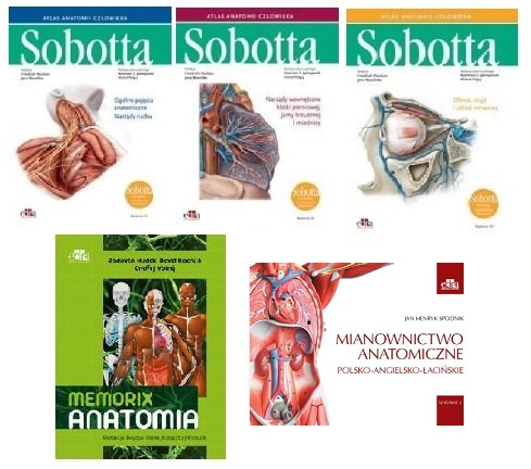 Atlas anatomii Sobotta Łacińskie mianownictwo. Tomy 1-3 + Mianownictwo anatomiczne polsko-angielsko-łacińskie + Memorix anatomia